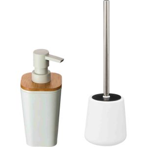 5Five - WC/Toiletborstel met zeeppompje 300 ml - wit - keramiek