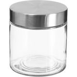 Secret de Gourmet - Set van 6x keuken voorraadbussen/potten glas RVS deksel - 3 formaten