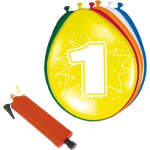 Verjaardag ballonnen versiering set 1 jaar 32x stuks met ballonpomp