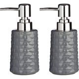 Berilo zeeppompjes/dispensers van keramiek - 2x stuks - grijs - 350 ml