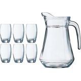 Arcoroc - Waterglazen Salto set 6x stuks 350ml en schenkkan 1.3 liter