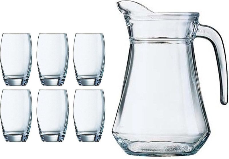 Arcoroc - Waterglazen Salto set 6x stuks 350ml en schenkkan 1.3 liter