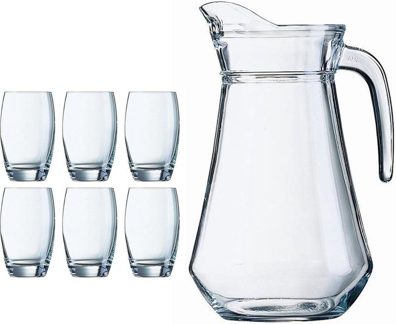 Arcoroc - Waterglazen Salto set 6x stuks 350ml en schenkkan 1.6 liter