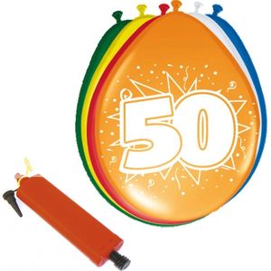 Verjaardag ballonnen versiering set 50 jaar 48x stuks met ballonpomp