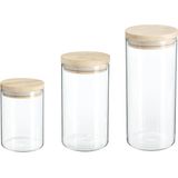 Secret de Gourmet - Keuken voorraadbussen/potten glas/hout set 3x stuk