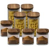 Secret de Gourmet - Keuken voorraadbussen/potten glas/hout set 8x stuk