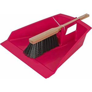 Extra groot stoffer en blik roze 43 cm voor tuinafval/bladeren - Tuinschepjes