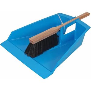 Talen tools - XXL Stoffer en blik blauw 43cm voor tuinafval/blad