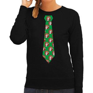 Stropdas Kersttrui/Kerst sweater kerstman met bier zwart voor dames - kerst truien