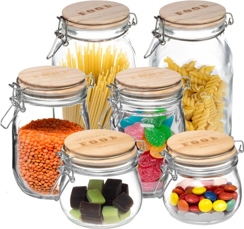 5Five - Set 6x keuken voedsel voorraadpotten glas 0.50/1.0/2.0 Liter