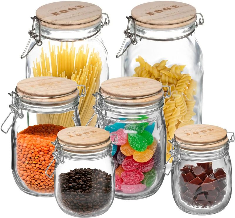 5Five - Set 6x keuken voedsel voorraadpotten glas 0.75/1.0/2.0 Liter