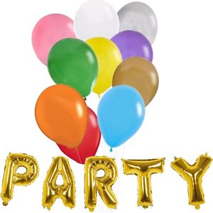 Verjaardag ballonnen 50x stuks met Party folie-ballon letters van 36cm