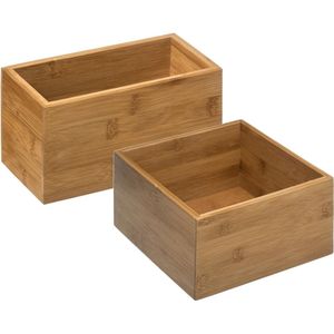 5Five - Opbergkistjes/lade organizers bamboe - 2x stuks - 18x18x9,5 cm en 18x9.5 cm