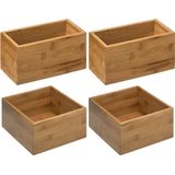 5Five - Opbergkistjes/lade organizers bamboe - 4x stuks - 18x18x9,5 cm en 18x9.5 cm