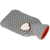 Inspirion Warmwaterkruik - 2x stuks - met hartje - grijs - 0,75 liter -24 x 14 cm - Valentijnsdag cadeau