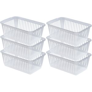 Whitefurze Opbergmand/Kastmandjes - 6x - Kunststof - Transparant - 30 X 19 X 11 cm