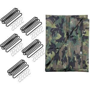 Fostex - Afdekzeil Camouflage Groen 5 X 6 Meter met 20x Spanrubbers en S-haken