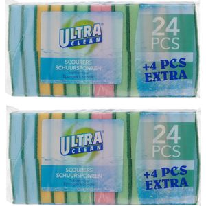 Ultra Clean - Voordelige schuursponsjes/schoonmaaksponsjes - 96x stuks