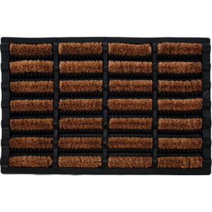 Deurmat/droogloopmat - buiten/binnen - zwart - rubber/kokos - 60 x 40 cm