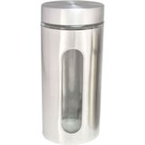HI - Set 6x keuken voorraadpotten glas/rvs - 3 formaten 13/17/22 cm