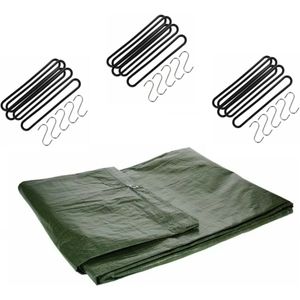 Talentools - Afdekzeil Groen 6x10 Meter met 30 Spanrubbers en S-haken