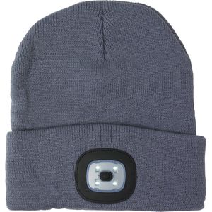 Benson beanie wintermuts met led lamp damesmutsen / herenmutsen - grijs