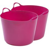 Whitefurze Flexibele emmer - 2x - 39 liter - Kunststof - Roze - 43 x 49 x 37 cm