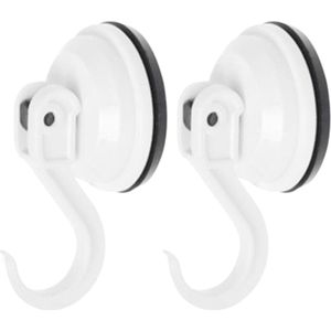 Benson sterke zuignap badkamer/keuken ophang haken - 2 st - kunststof - Draagkracht 6 KG