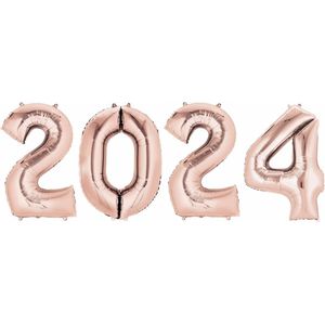 Helium/folie Ballonnen - 2024 - rose goud - 88 cm