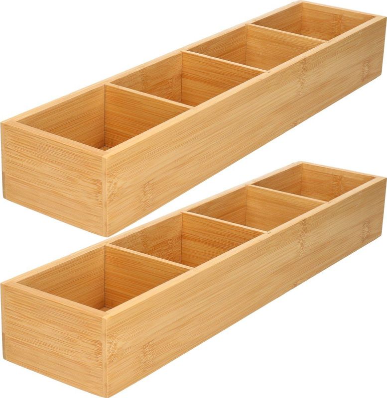 Gerimport - Make-up Organizer - Bruin - Bamboe - 4-vaks