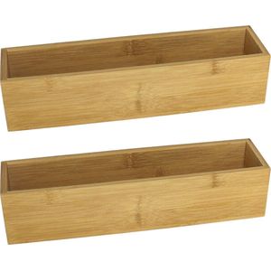 Gerim - Kast/lade sorteer organizer - 4x stuks - bamboe hout bakje - 7.5 x 30.5 x 6.5 cm