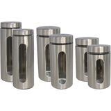 Gerim - 6x keuken voorraadpotten rvs - 3 formaten 1000/1300/1900 ml