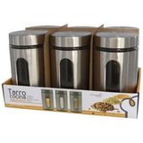 Gerim - 6x keuken voorraadpotten rvs - 2 formaten 700 ml en 1000 ml