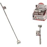 Gerim - Stevige hark ruggenkrabber - 2x stuks - uitschuifbaar tot 50 cm - zilver