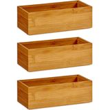 Kinvara - Kast/lade/make-up organizers 3x stuks bamboe bakje 15 x 7 x 5 cm