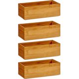 Kinvara- Kast/lade/make-up organizers 4x stuks bamboe bakje 15 x 7 x 5 cm
