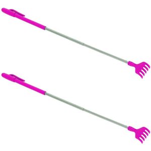 Gerim - Stevige hark ruggenkrabber - 2x stuks - uitschuifbaar tot 40 cm - roze
