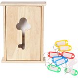 Houten sleutelkastje met 10x stuks sleutellabels - 19 x 26 cm