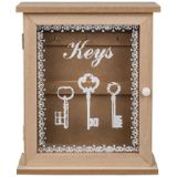 Houten sleutelkastje met 10x stuks sleutellabels - 22 x 27 cm