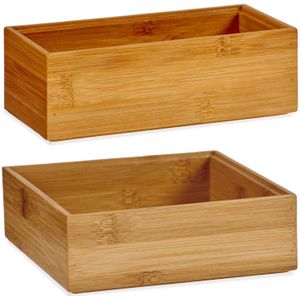 Kast/lade/make-up sorteer bakjes van bamboe hout - Set van 4x stuks