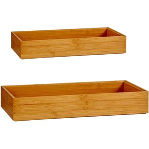 Kast/lade/make-up sorteer bakjes van bamboe hout - Set van 4x stuks