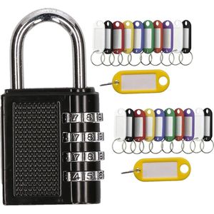 Hangslot/cijferslot met 20x stuks sleutellabels - Hangsloten