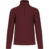 Kariban - Fleece Trui - Bordeaux Rood - Halve Ritskraag - Warme Winter Sweater - Heren - Polyester