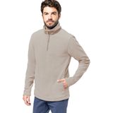 Kariban Fleece trui - beige - halve ritskraag - warme winter sweater - heren - polyester