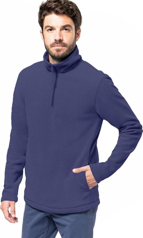 Kariban Fleece trui - marine blauw - halve ritskraag - warme winter sweater - heren - polyester