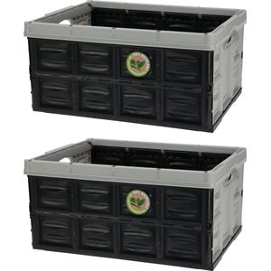 Storage Solutions Inklapbare boodschappenkratten - 2x stuks - Gerecycled kunststof - 45L