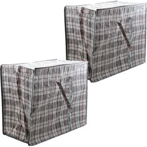 Cosy &amp; Trendy opbergtas/hoes voor kussen/deken - 2 st - grijs - 65 x 30 x 55 cm