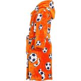 Playshoes Badjas/ochtendjas - oranje - fleece - voetbal print - voor kinderen 110/116
