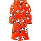 Playshoes Badjas/ochtendjas - oranje - fleece - voetbal print - voor kinderen 110/116