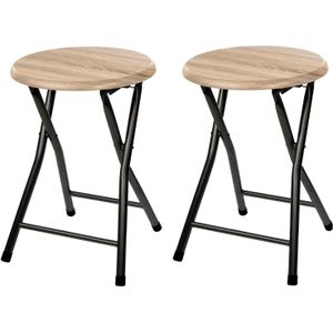 4x stuks bijzet krukje/stoel - Opvouwbaar - zwart/hout - 46 cm